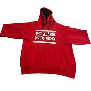 Workout Hoodie Men Medium‎ Red Sweatshirt Pullover Sweater Lightweight Graphic